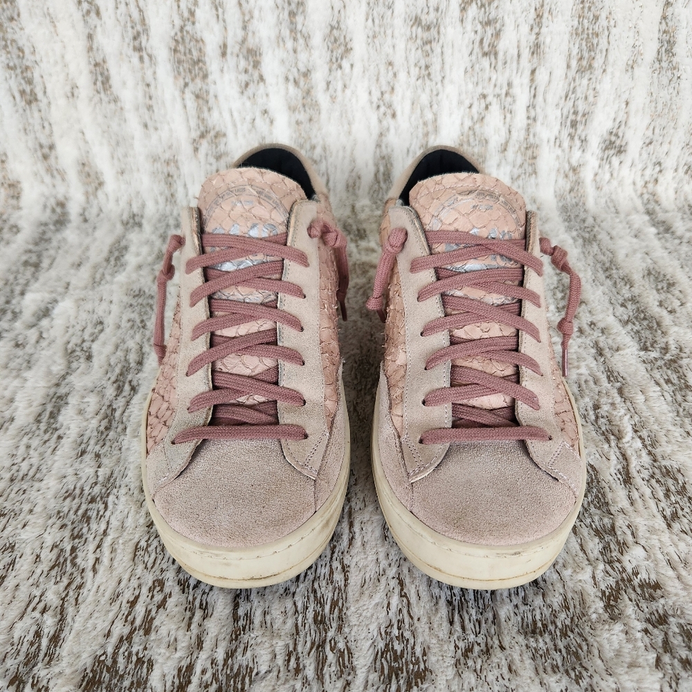 P448 "John" Snakeskin Pink Python Low Top Sneaker, Women's Size 8.5 - 9 - Picture 5 of 12